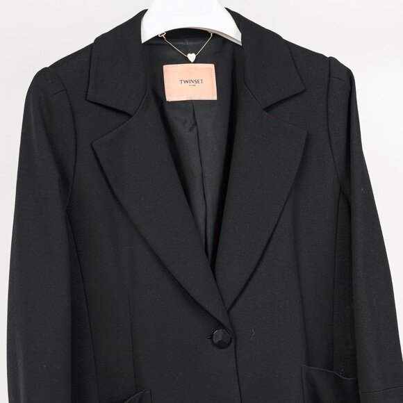 Twinset Black Ponte Long Oversized Blazer - Picture 3 of 8